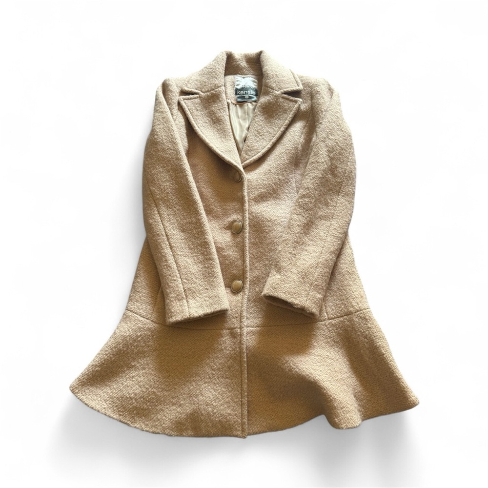 🧥 Kensie Wool Blend Ruffle Hem Coat in Nude (Style N7621N) – Size M - Picture 3 of 10